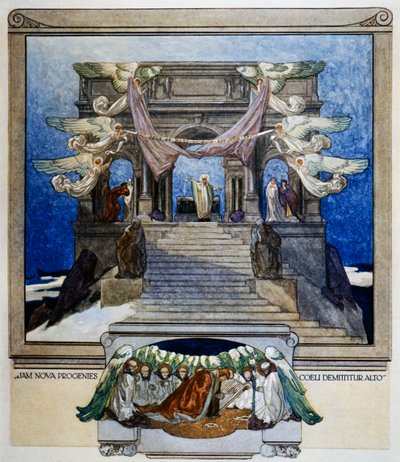 E nuova progenie discende dal cielo, Purgatorio, canto XXII, Divina Commedia di Dante Alighieri, illustrazione di Franz von Bayros (1866-1924), Vienna da Franz von  Bayros