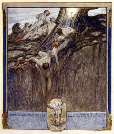 Illustrazione dalla Divina Commedia di Dante, Paradiso, Canto IV da Franz von Bayros