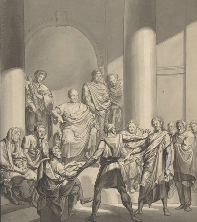 Assemblea di figure romane, da Regulus, una commedia di Collin, XIX secolo da Franz von Hauslab
