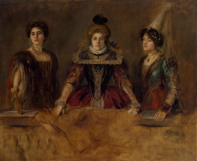 Ritratto di gruppo: Tre signore in costume (Fräulein Heuberger, Frau Obermayer e Frau Putz) da Franz von Lenbach