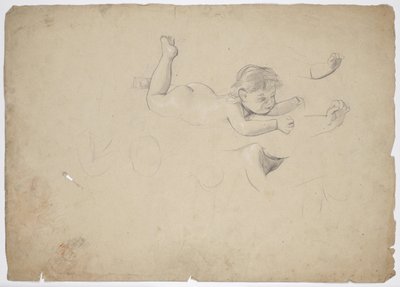 Studi di nudo di un neonato sdraiato da Franz von Matsch