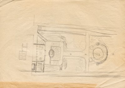 Bozzetti per la villa studio di Matsch - Facciata del giardino e pianta da Franz von Matsch
