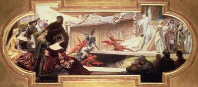 Bozzetto per un dipinto sul soffitto raffigurante una scena da una serie sulla Storia del Teatro da Franz von Matsch