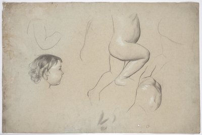 Studi di parti del corpo dei bambini e della testa di un bambino di profilo da Franz von Matsch