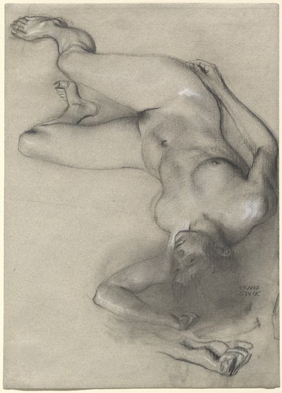 Donna nuda sdraiata a terra da Franz von Stuck