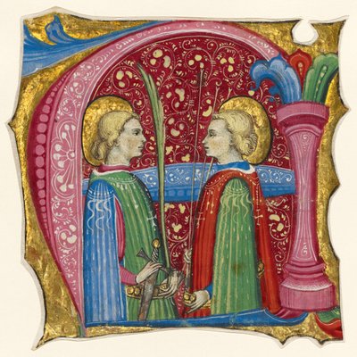 Iniziale A: I santi Maurizio e Teofredo da Frate Nebridio