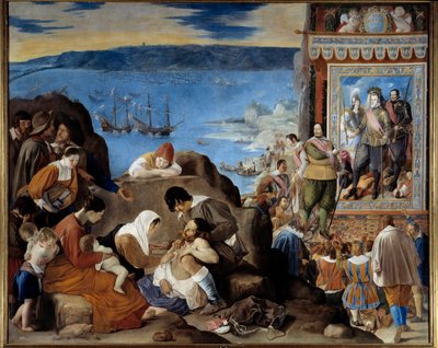 Allegoria della presa di Salvador de Bahia (Brasile) da parte di un esercito portoghese, spagnolo e indiano comandato da Fadrique Alvarez de Toledo y Mendoza (1580-1634) il 1 maggio 1625 da Fray Juan Batista Maino or Mayno