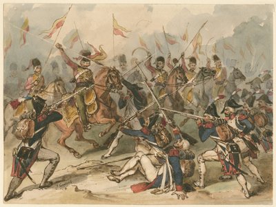 Fanteria francese e ussari russi in combattimento ad Austerlitz da Frédéric Goupil Fesquet