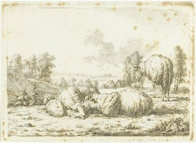 Paesaggio con tre pecore e un agnello da Frédéric Théodore Faber