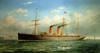 Il transatlantico Cunard R.M.S. Umbria al largo di Brooklyn Heights, sul fiume East, New York da Fred Pansing
