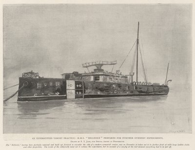 Una pratica di tiro interrotta, HMS Belleisle preparata per ulteriori esperimenti di artiglieria da Fred T. Jane