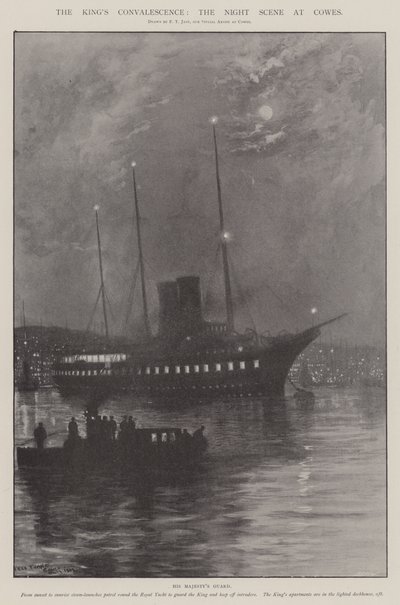 La convalescenza del re, la scena notturna a Cowes da Fred T. Jane