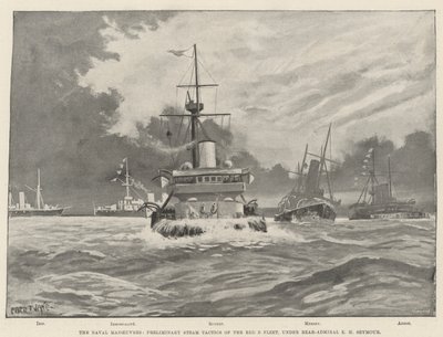 Le manovre navali, tattiche preliminari a vapore della flotta rossa, sotto il contrammiraglio E H Seymour da Fred T. Jane