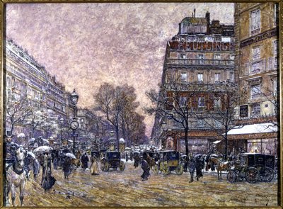 Incrocio Cardinal Lemoine con neve, Parigi da Frederic Anatole Houbron