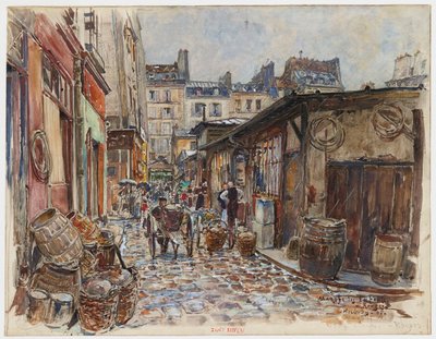Le Marché des Enfants Rouges, côté Ouest, sous la pluie da Frederic Anatole Houbron