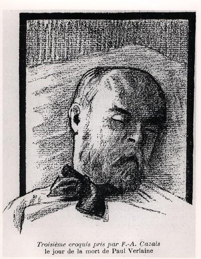 Schizzo di Paul Verlaine sul letto di morte, da 