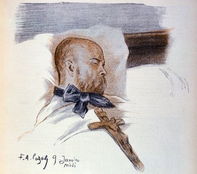 Il poeta francese Paul Verlaine (1844-1896) sul letto di morte da Frederic Auguste Cazals