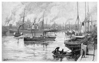 Melbourne dal Yarra, Victoria, Australia, 1886 da Frederic B. Schell
