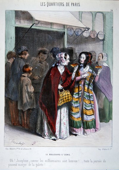 Due parigini che mangiano torta sul Boulevard St. Denis, illustrazione dalla serie 