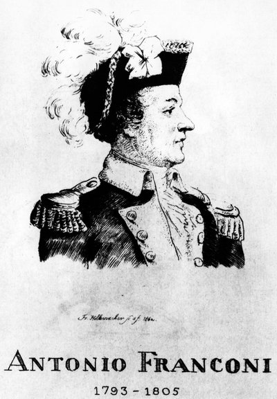 Circo: Acquaforte di Frédéric Hillemacher, ritratto di Antonio Franconi (1793-1805) - in "Il Circo Franconi" da Frederic Desire Hillemacher