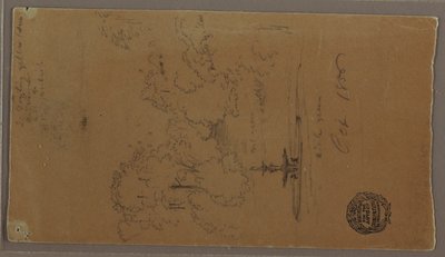 Disegno, Una fontana in un parco, Cascate del Niagara, ottobre 1856 da Frederic Edwin Church