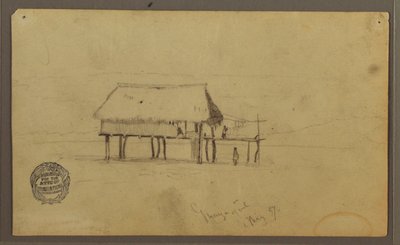 Disegno, Una capanna sulle poste, Guayaquil, Ecuador, maggio 1857 da Frederic Edwin Church