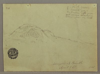 Disegno, Collina nuda, Acropoli di Corinto, Grecia, aprile 1869 da Frederic Edwin Church