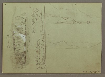 Disegno, Collina nuda, Acropoli di Corinto, Grecia, aprile 1869 da Frederic Edwin Church