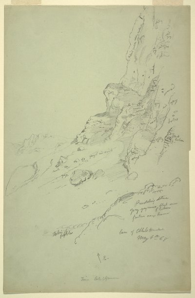 Disegno, base della collina a ovest di Suk Wadi, Barada, 4 maggio 1868 da Frederic Edwin Church
