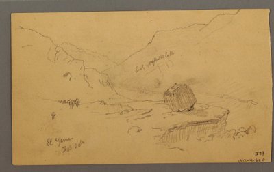 Disegno, baia con case, montagne alle spalle, gennaio 1868 da Frederic Edwin Church
