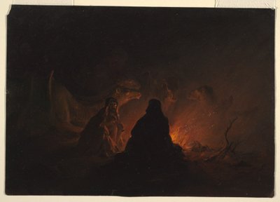 Disegno, beduini in accampamento di notte, febbraio o marzo 1868 da Frederic Edwin Church