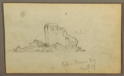 Disegno, Bireds, "Roccia nella baia di Panama"; verso: "Vite pesanti", 15 maggio 1857 da Frederic Edwin Church