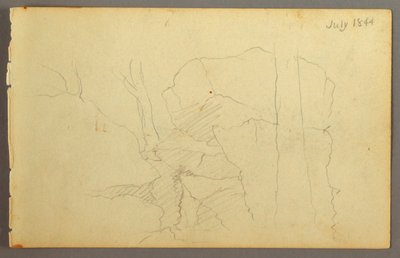 Disegno, massi tra gli alberi, 1844 da Frederic Edwin Church