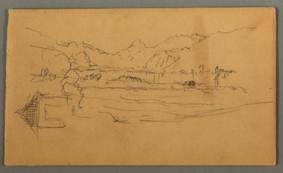 Disegno, Valle larga, capannone, St. Gilgen, Austria, forse 1868 da Frederic Edwin Church