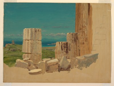 Disegno, Colonne spezzate, vista dal Partenone, Atene, aprile 1869 da Frederic Edwin Church