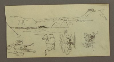 Disegno, Stuidi di cammello, cespuglio di alberi e valle, forse 1868 da Frederic Edwin Church