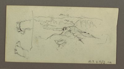 Disegno, Stuidi di cammello, cespuglio di alberi e valle, forse 1868 da Frederic Edwin Church