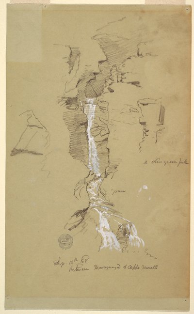 Disegno, Cascata tra Ceppo Morelli e Macugnaga da Frederic Edwin Church
