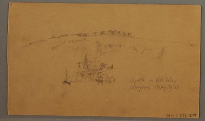Disegno, Castello, Minareto, Velieri, Casa, maggio 1868 da Frederic Edwin Church