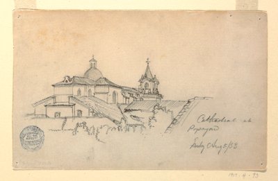 Disegno, cattedrale di Popayan, Colombia, 5 agosto 1853 da Frederic Edwin Church