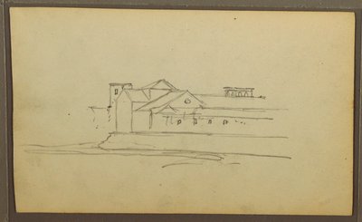 Disegno, chiesa, torri; verso: figure in canoa, schizzi botanici, 1857 da Frederic Edwin Church