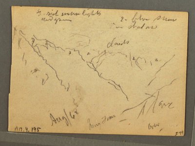 Disegno, Jungfrau coperta di nuvole, Interlaken, Svizzera, agosto 1868 da Frederic Edwin Church