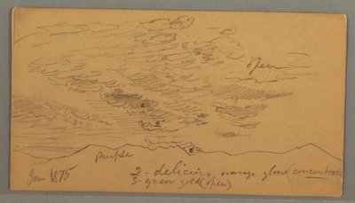 Disegno, Nuvola sulle colline, gennaio 1875 da Frederic Edwin Church