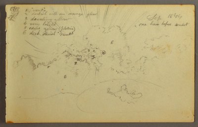 Disegno, Studio di nuvola con sole che irrompe, 1844 da Frederic Edwin Church