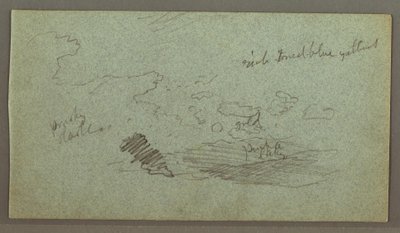 Disegno, Nuvole sulla catena collinare, sole basso, forse 1874 da Frederic Edwin Church
