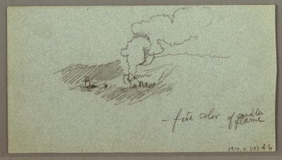 Disegno, Nuvole sulla catena collinare, sole basso, forse 1874 da Frederic Edwin Church