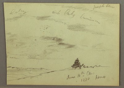 Disegno, Cielo nuvoloso, collina, 1870 da Frederic Edwin Church