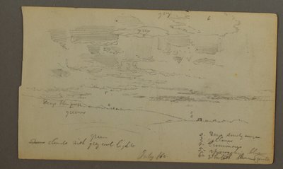 Disegno, Cielo nuvoloso su crinali di colline (Maine), 1860 da Frederic Edwin Church