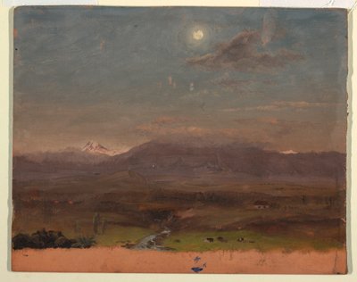 Disegno, Colombia o Ecuador, montagne, chiaro di luna, 1853 o 1857 da Frederic Edwin Church