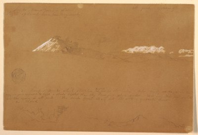 Disegno, Cotapaxi, mattina, dal Tempio del Sole, Quito, Ecuador, 24 giugno 1857 da Frederic Edwin Church